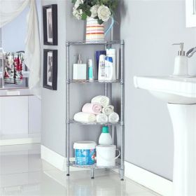 Carbon Steel Fan-shaped 4-layer Corner Storage Rack - Silver Gray