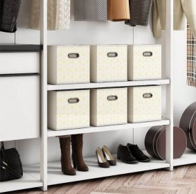 Fabric Storage Box Cube With Handle Foldable Cube Storage Box For Cloth Or Auxiliary Storage, Set Of 6 Gold