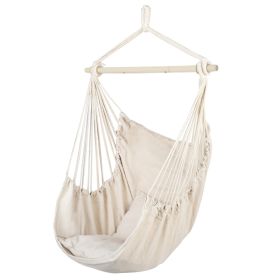 Beige Pillow Hanging Chair Polyester Cotton Belt 2pcs Pillow