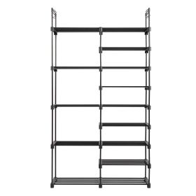 FCH Double Row 9-Layer Shoe Rack With Handles, 85.7x29.8x158cm Black