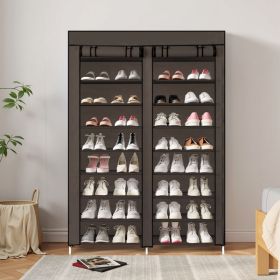 FCH Double Row 10-ply Non-woven Shoe Cabinet, 115x30x160cm Brown
