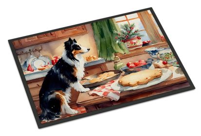 Border Collie Christmas Cookies Doormat Front Door Mat Indoor Outdoor Rugs for Entryway, Non Slip Washable Low Pile, 24H X 36W