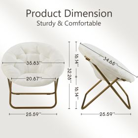 Comfortable Disc Chairs Faux Fur Furniture Bedroom Living Room  Size White (Color: White)