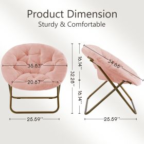 Comfortable Disc Chairs Faux Fur Furniture Bedroom Living Room  Size White (Color: Pink)