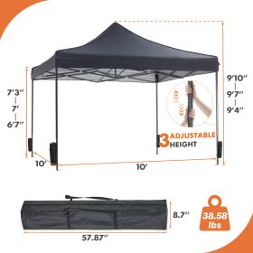 10 X 10ft  Up Canopy Tent Easy Setup Outdoor Shade Instant Portable Sun Shelter Canopy Tent For Parties Camping Beach (Option: Gray)