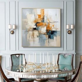 Minimalist Abstract Painting Geometric Abstract Art Colorful Oil Painting 3D Texture Orange Painting Original Knife Painting On Canvas Art (Style: 1, size: 50x50cm)