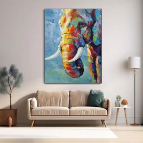 Hand Painted Impressionist Elephant Oil Painting On Canvas- Contemporary Multi-colored Safari Animal Fine Art WHAT BRILLIANT COLORS (Style: 1, size: 70x100cm)