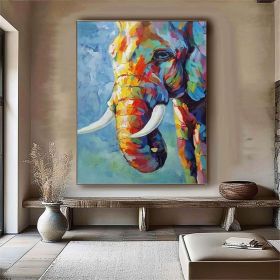 Hand Painted Impressionist Elephant Oil Painting On Canvas- Contemporary Multi-colored Safari Animal Fine Art WHAT BRILLIANT COLORS (Style: 1, size: 60x90cm)