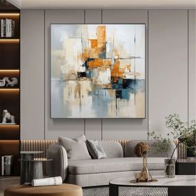 Minimalist Abstract Painting Geometric Abstract Art Colorful Oil Painting 3D Texture Orange Painting Original Knife Painting On Canvas Art (Style: 1, size: 100x100cm)