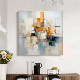 Minimalist Abstract Painting Geometric Abstract Art Colorful Oil Painting 3D Texture Orange Painting Original Knife Painting On Canvas Art (Style: 1, size: 120x120cm)