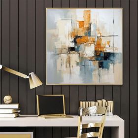 Minimalist Abstract Painting Geometric Abstract Art Colorful Oil Painting 3D Texture Orange Painting Original Knife Painting On Canvas Art (Style: 1, size: 140x140cm)