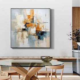 Minimalist Abstract Painting Geometric Abstract Art Colorful Oil Painting 3D Texture Orange Painting Original Knife Painting On Canvas Art (Style: 1, size: 160x160cm)