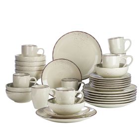 Vancasso Navia-MS 16/32/48-Piece Stoneware Ceramic Dinnerware Set with Dinner Plate,Dessert Plate,800ml Bowl, Mug Tableware Set (Color: 32-PIECE)