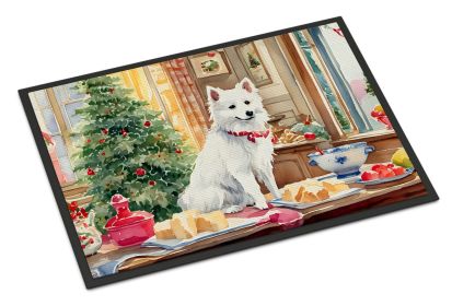 Japanese Spitz Christmas Cookies Doormat Front Door Mat Indoor Outdoor Rugs for Entryway, Non Slip Washable Low Pile, 24H X 36W (Default: Default)