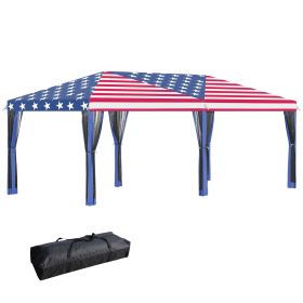 Outsunny 10' X 20' Pop Up Canopy Tent With Netting, Heavy Duty Instant Sun Shelter, Large Tents For (Color: Blue)